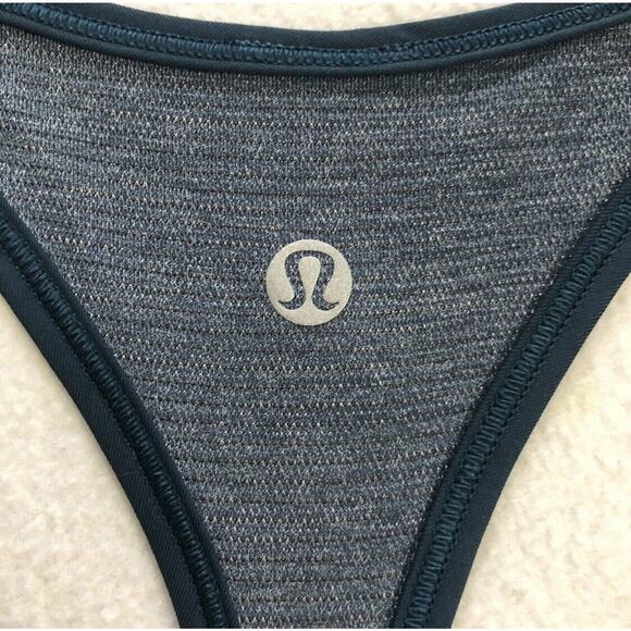 Lululemon Women Run The Day Tank Heathered Nile Blue Teal Loose Cut Out Top 6 - Picture 6 of 10